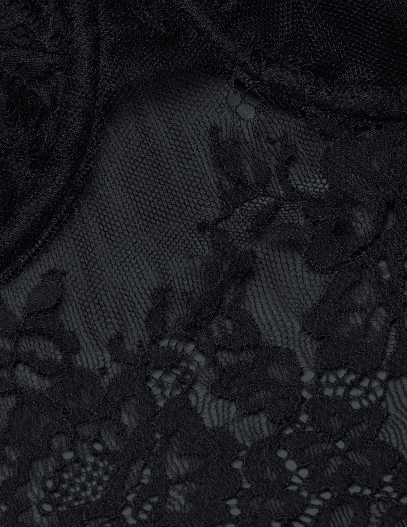 L’AGENCE Lori Lace Bustier Top in black floral lace with long sleeves
