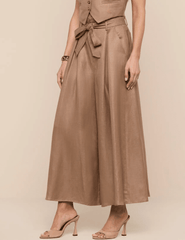 L’AGENCE Lowen linen paperbag cropped pants barley side view