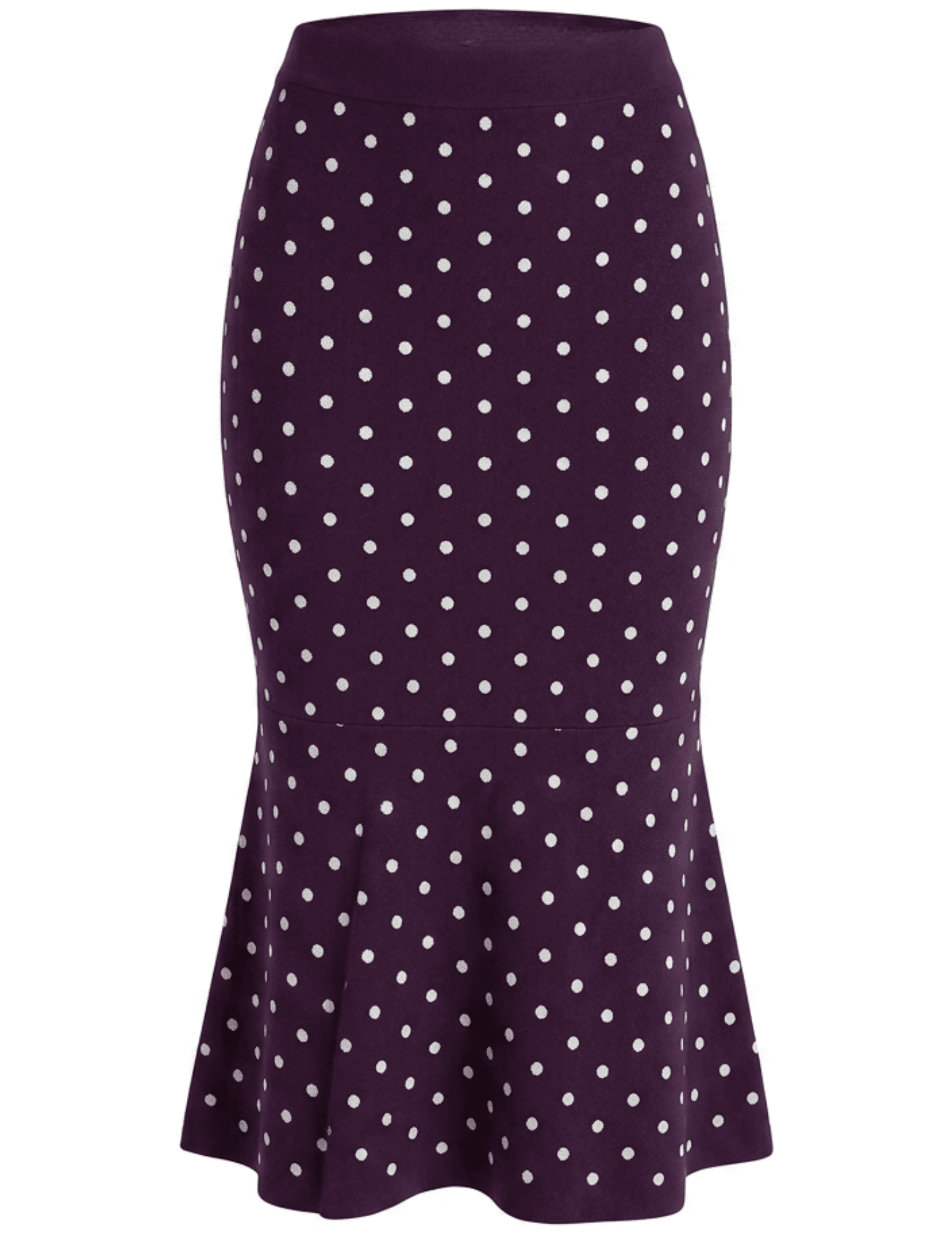 L'AGENCE Mae Knit Flare Skirt in Plum Ivory Polka Dot.