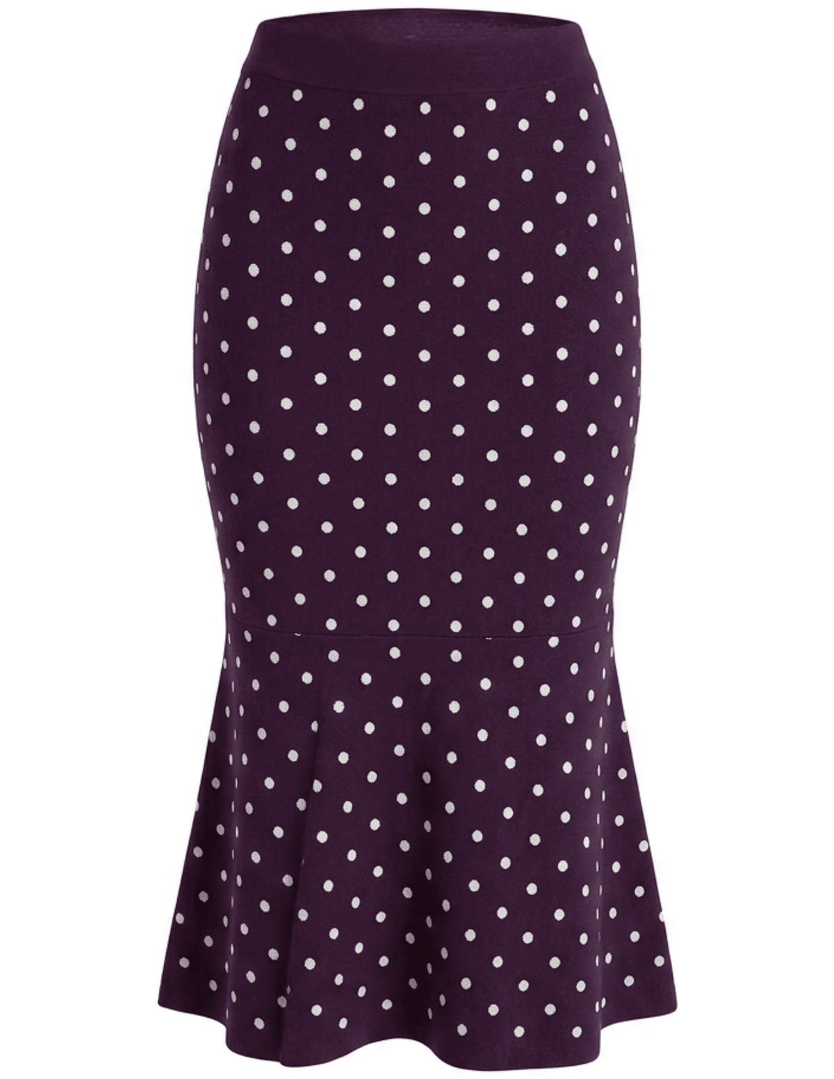 L'AGENCE Mae Knit Flare Skirt in Plum Ivory Polka Dot.
