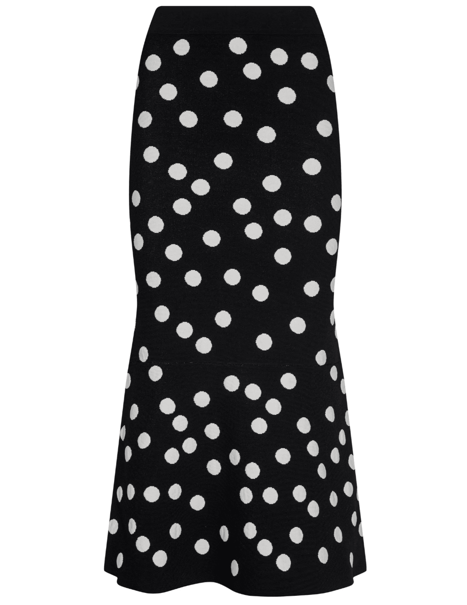 L'Agence Mae knit midi skirt in black ecru polka dot