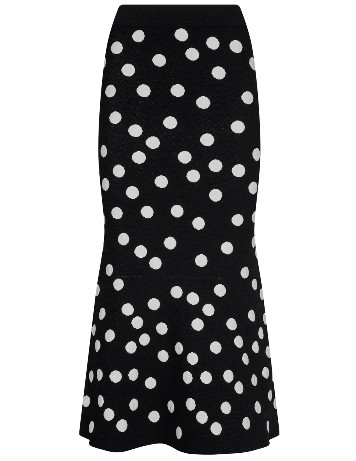 L'Agence Mae knit midi skirt in black ecru polka dot
