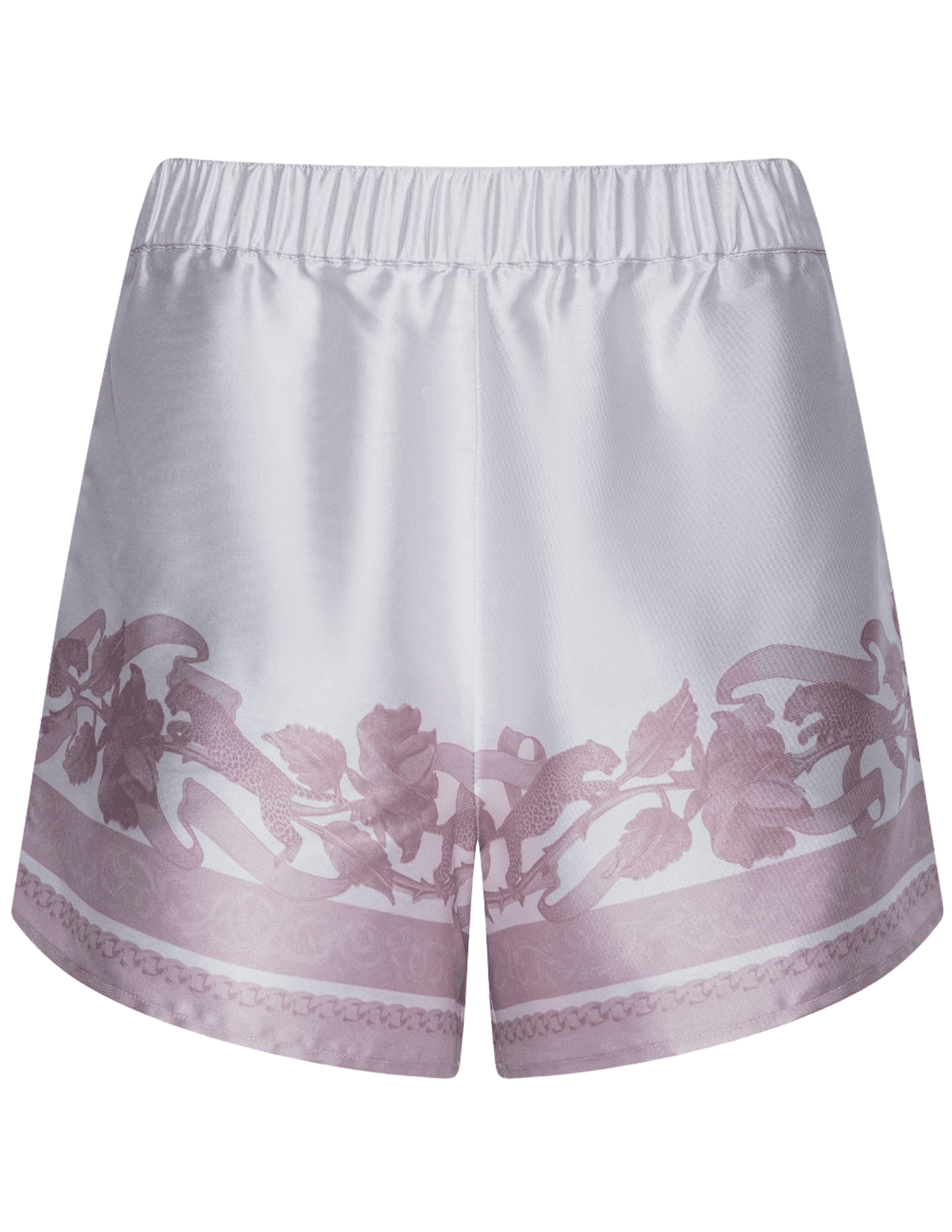 L'AGENCE Maela pull on shorts in mauve leopard scarf print