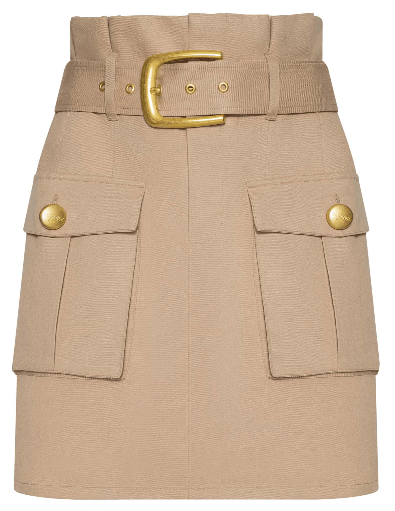 L'Agence - PRE-ORDER-L'AGENCE Maelis Paperbag Mini Skirt in Macadamia Brown - Buy Online