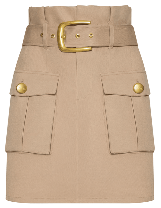 L'Agence - PRE-ORDER-L'AGENCE Maelis Paperbag Mini Skirt in Macadamia Brown - Buy Online