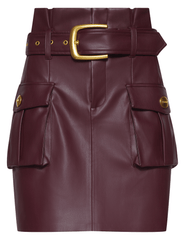 L’AGENCE Maelis Vegan Leather Mini Skirt in Deep Port,