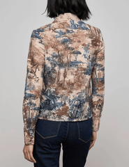 L’AGENCE Maia Printed Lace Blouse in Tan Multi Western Toile – back view