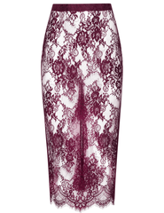 L’AGENCE Makena lace pencil skirt in dark port floral Chantilly lace