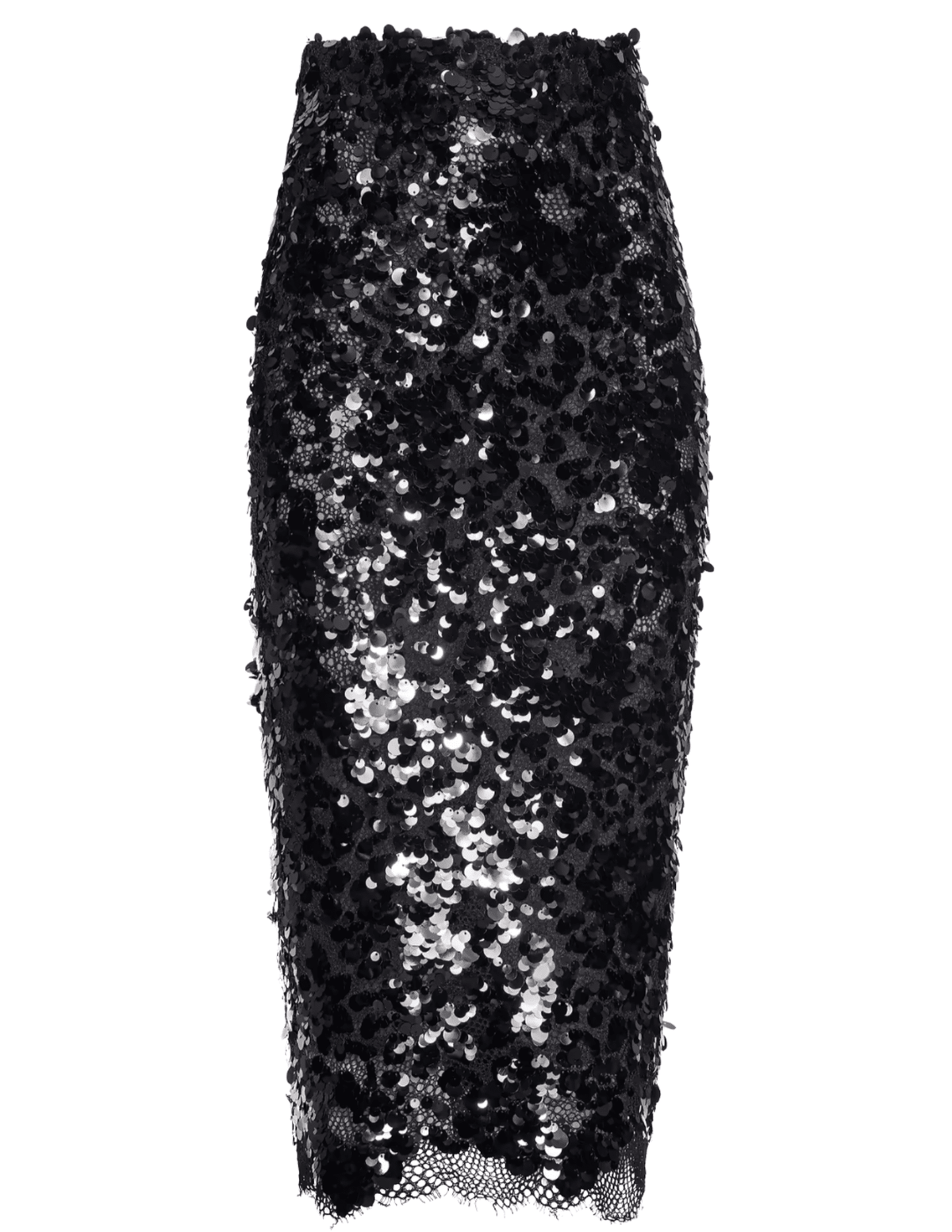 L'AGENCE Makena Sequin Lace Pencil Skirt in Black