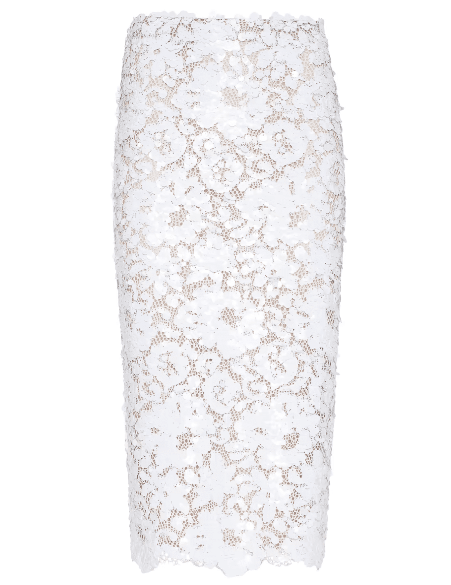 L’AGENCE Makena white sequin lace pencil skirt