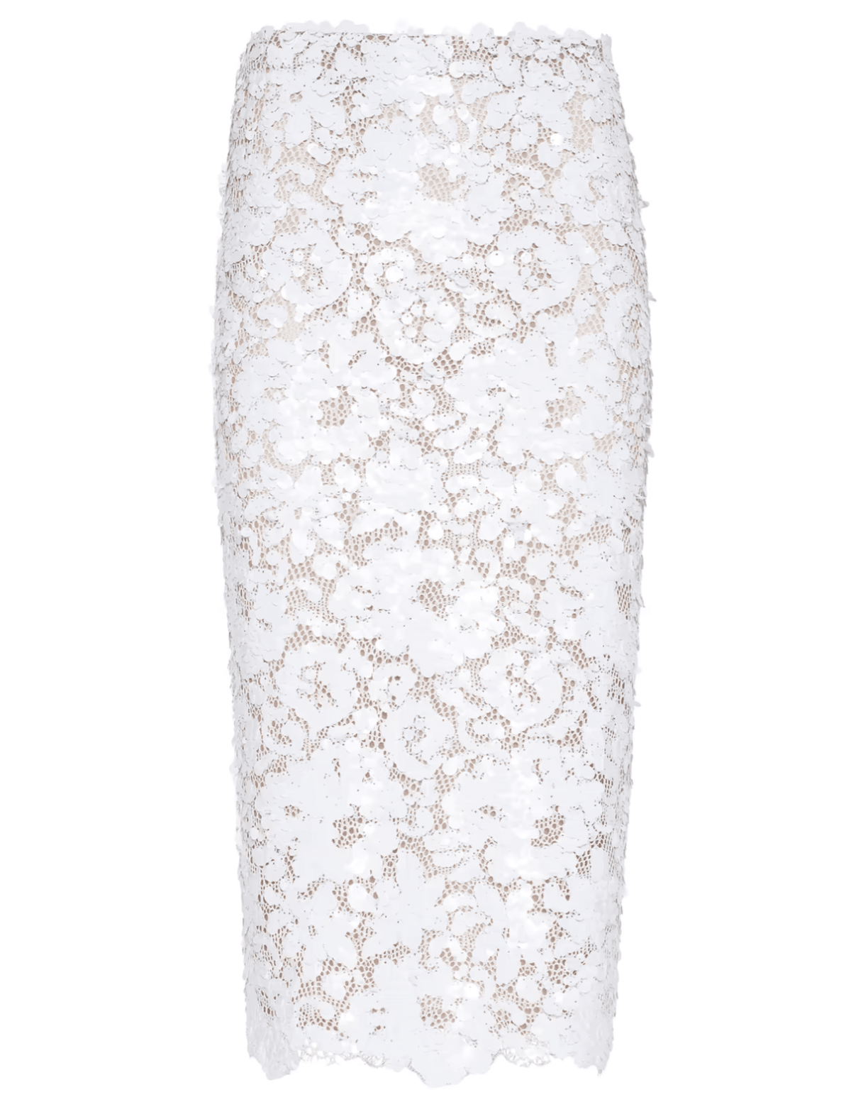 L’AGENCE Makena white sequin lace pencil skirt
