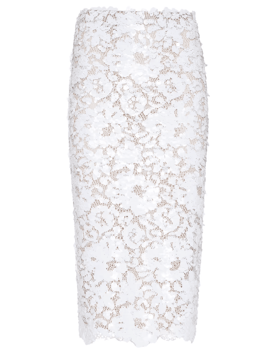 L’AGENCE Makena white sequin lace pencil skirt