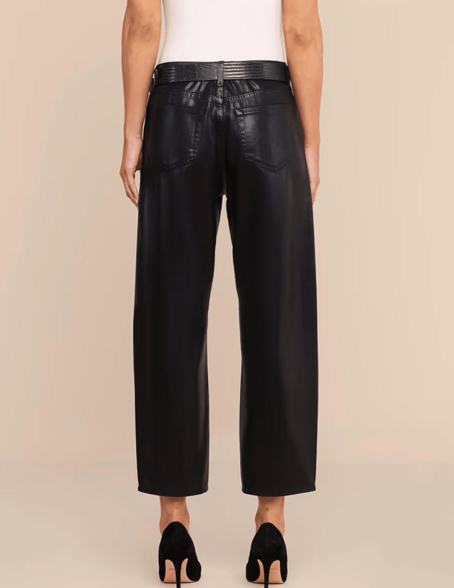 Back view of L'AGENCE Mallis High Rise Bow-Leg Jean Noir