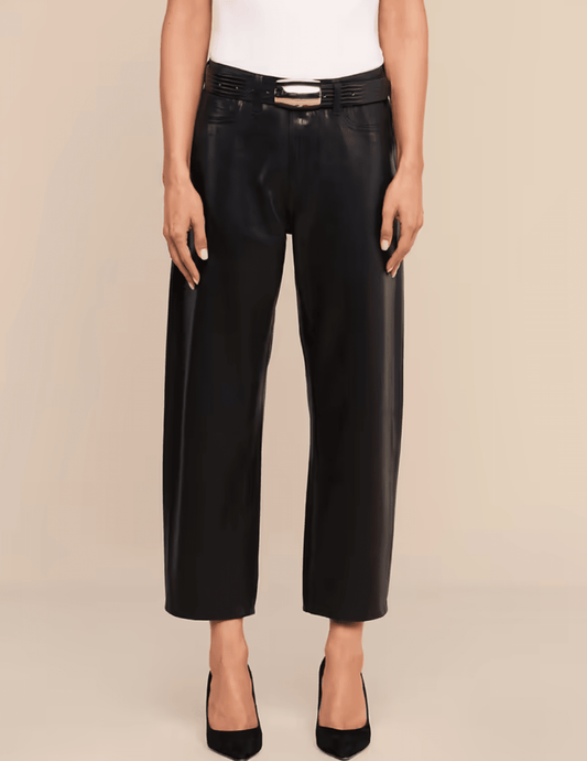 Front view of L'AGENCE Mallis High Rise Bow-Leg Jean Noir
