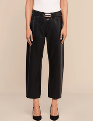 Front view of L'AGENCE Mallis High Rise Bow-Leg Jean Noir
