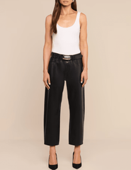 Full body view of L'AGENCE Mallis High Rise Bow-Leg Jean Noir