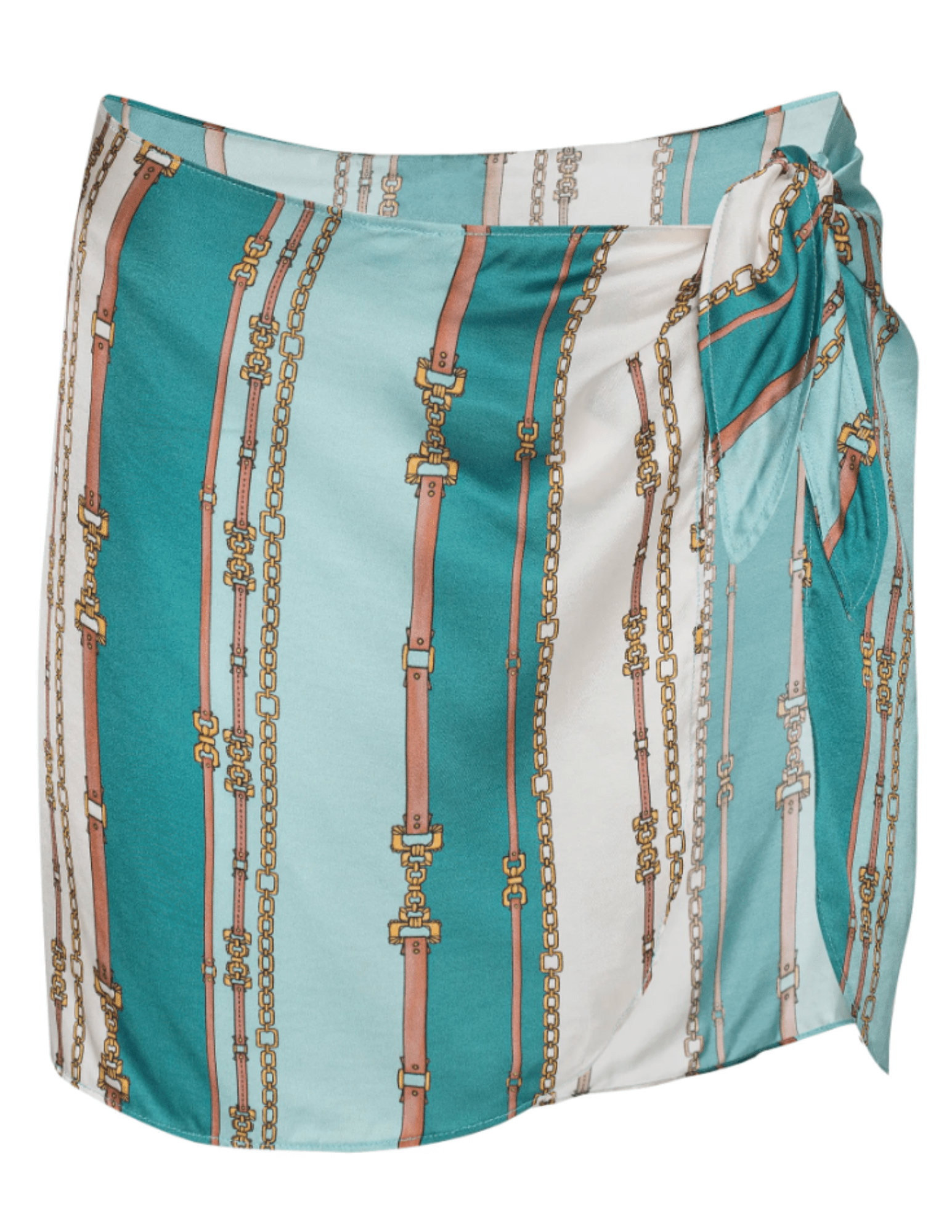 Front view of L’AGENCE Marceline Short Pareo in Light Sage Belt Stripe