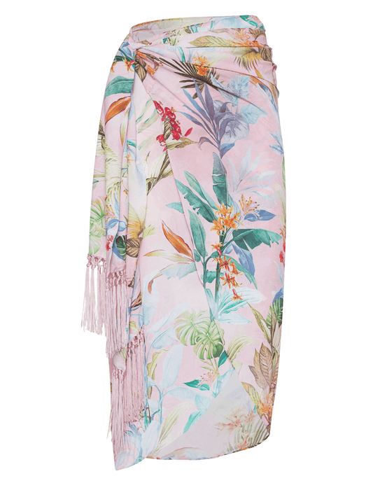 LAGENCE Marena pink palm print sarong cover up