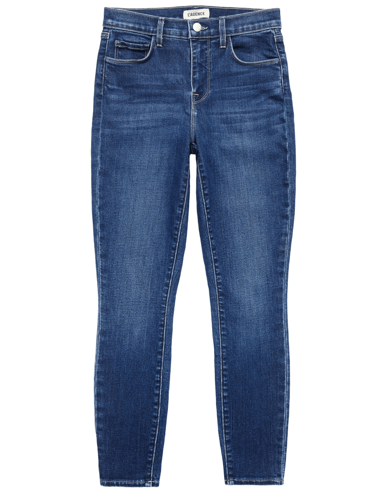 L’Agence Margot High-Rise Skinny Jean Byers – premium stretch denim, cropped 26 inch inseam, front view