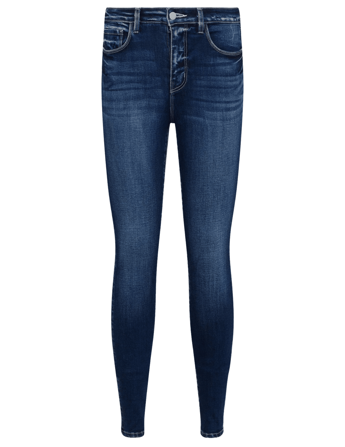 L’Agence Marguerite High-Rise Skinny Jeans Columbia – dark wash denim, high rise waist, tapered leg