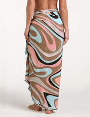 Back view of LAGENCE Maribel pareo abstract swirl print