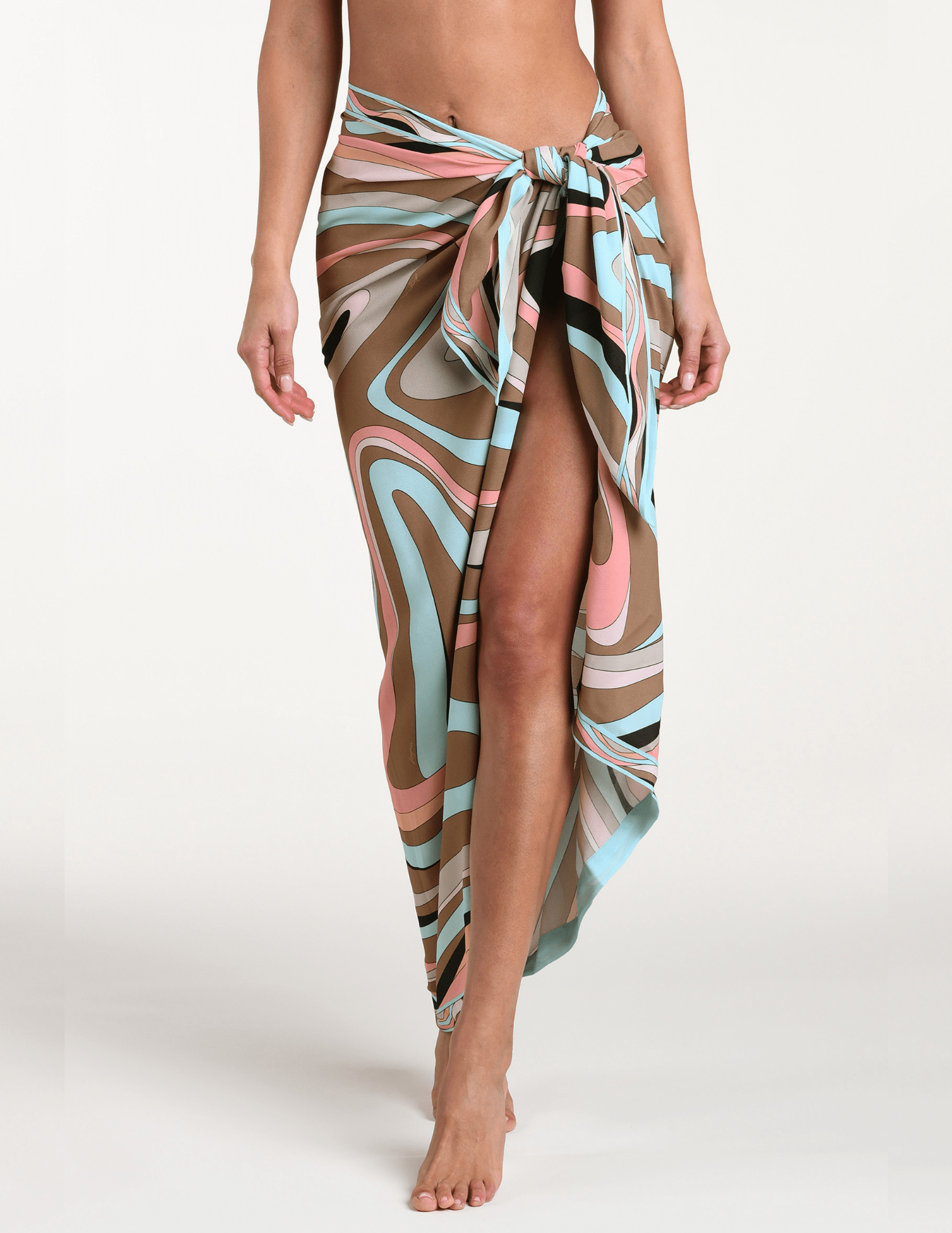 Front view of LAGENCE Maribel pareo abstract swirl print