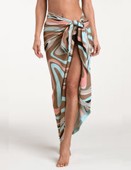 Front view of LAGENCE Maribel pareo abstract swirl print