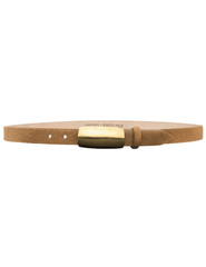 L’AGENCE Marlowe leather belt in tan calf hair with gold buckle