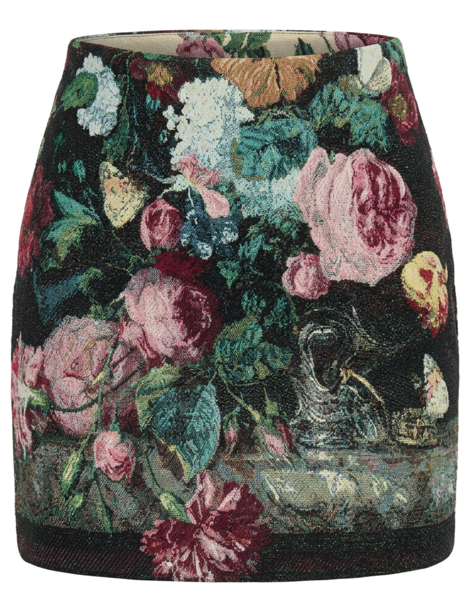 L'AGENCE Marseille Mini Skirt Black Multi Rose Vase
