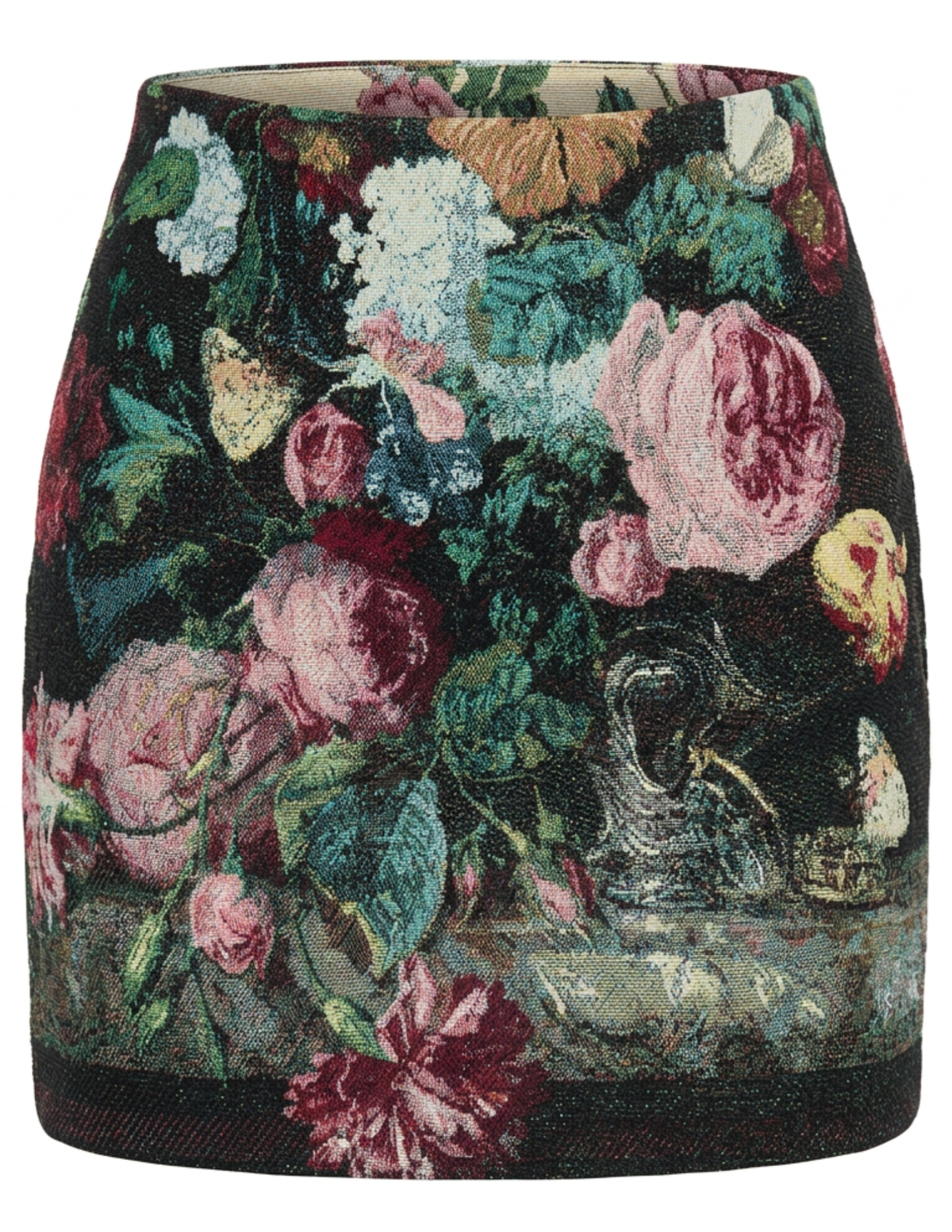 L'AGENCE Marseille Mini Skirt Black Multi Rose Vase