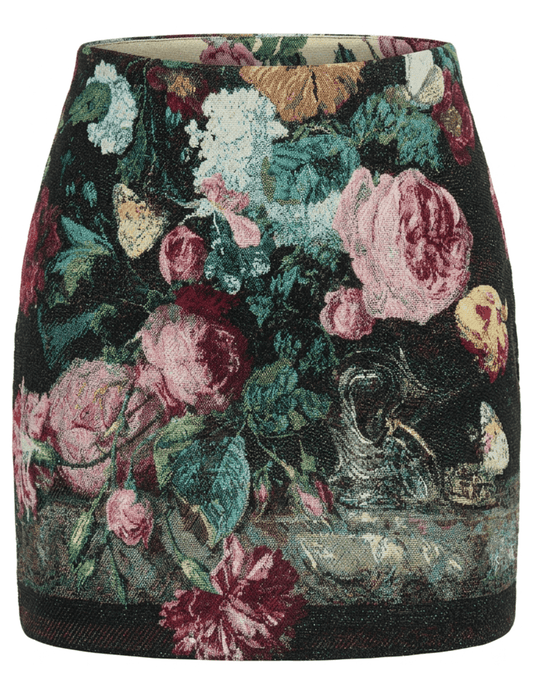 L'AGENCE Marseille Mini Skirt Black Multi Rose Vase