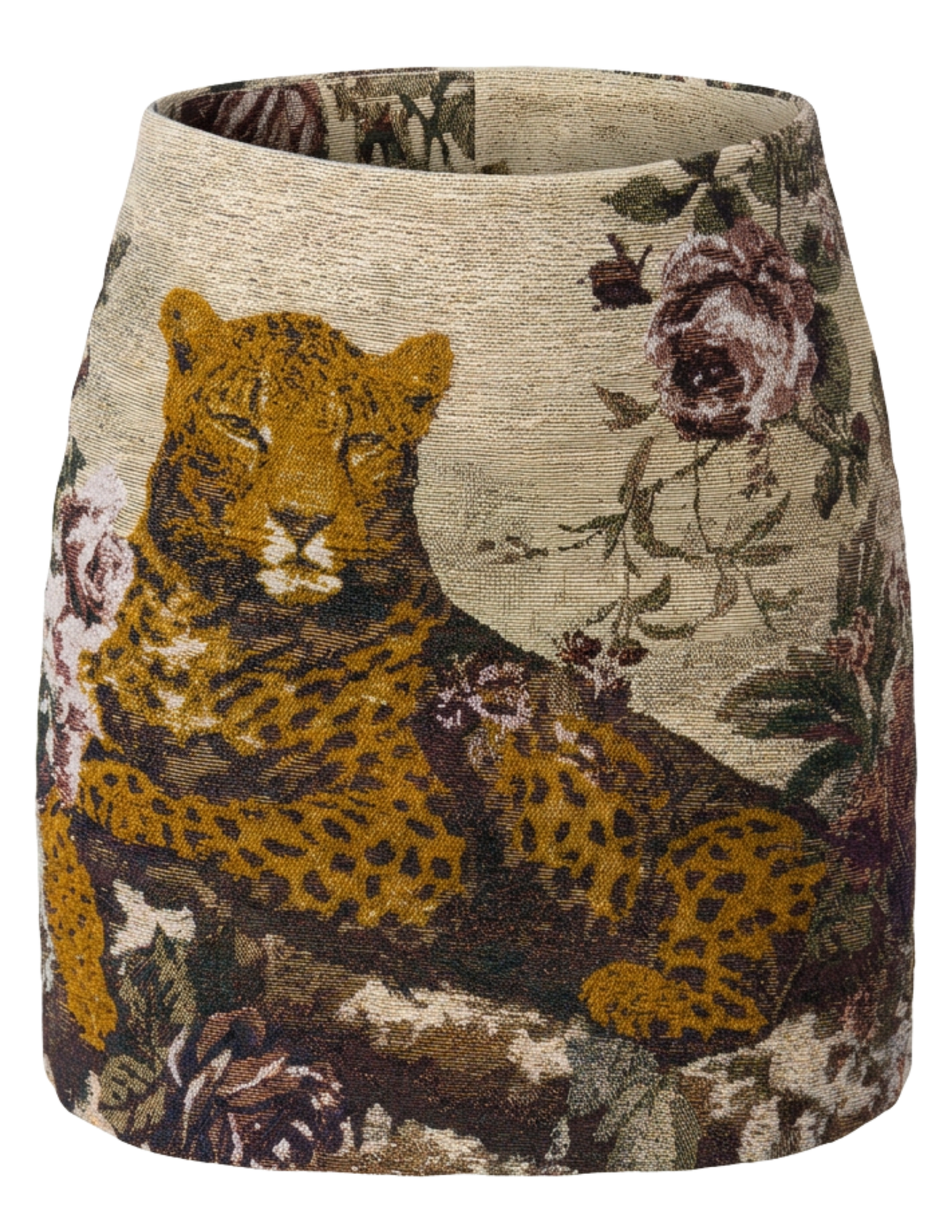 L’AGENCE Marseille Mini Skirt in Multi Leopard Tapestry