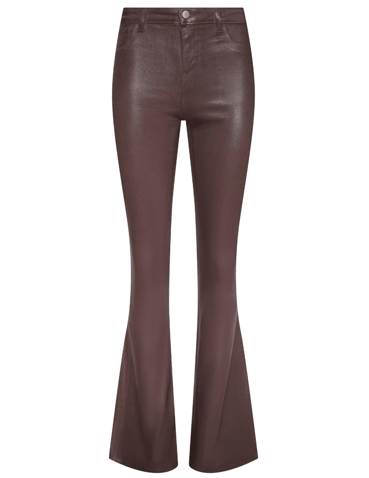 L’AGENCE Marty Ultra High Rise Flared Coated Jean in Chocolate