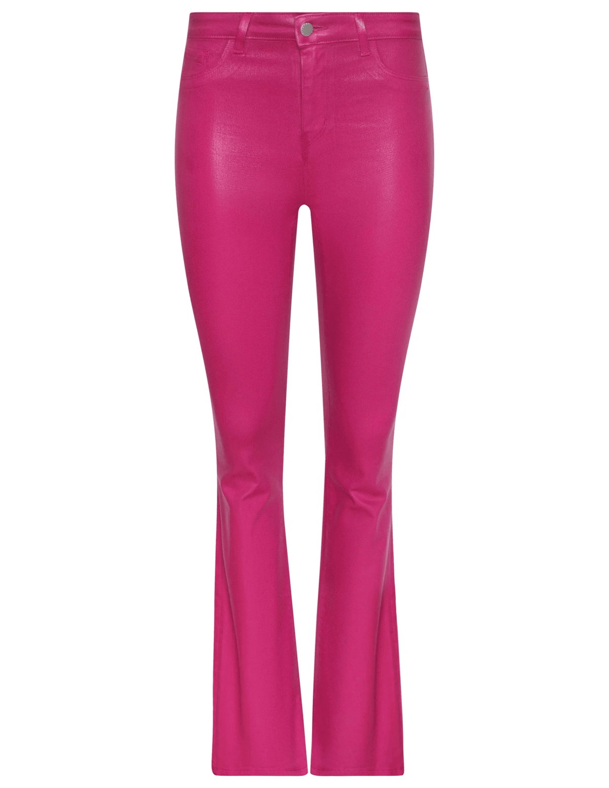 L’AGENCE Marty Ultra High Rise Flared Coated Jean in hot pink