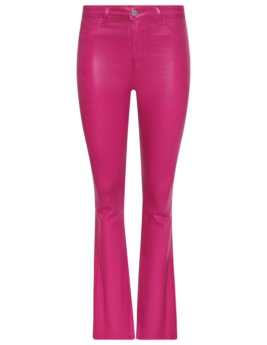L’AGENCE Marty Ultra High Rise Flared Coated Jean in hot pink