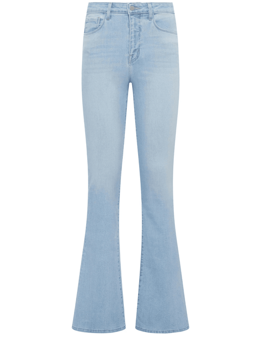 L’Agence Marty Ultra High-Rise Flared Jean Bonham – light wash denim, retro flare leg, ultra high waist