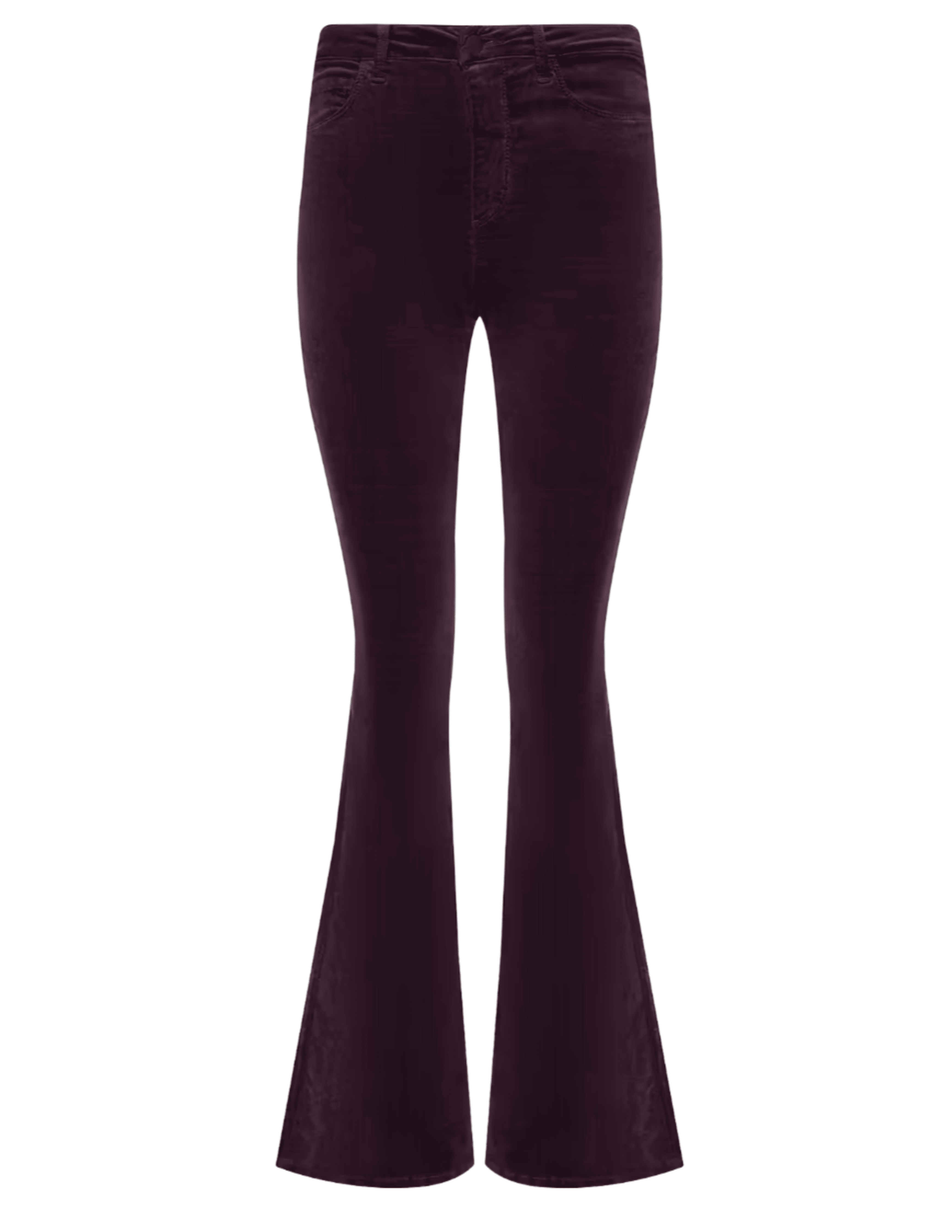 L'AGENCE Marty Velvet Ultra High Rise Jeans in Deep Sangria featuring classic back pockets and flared legs.