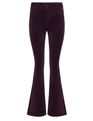 L'AGENCE Marty Velvet Ultra High Rise Jeans in Deep Sangria featuring classic back pockets and flared legs.