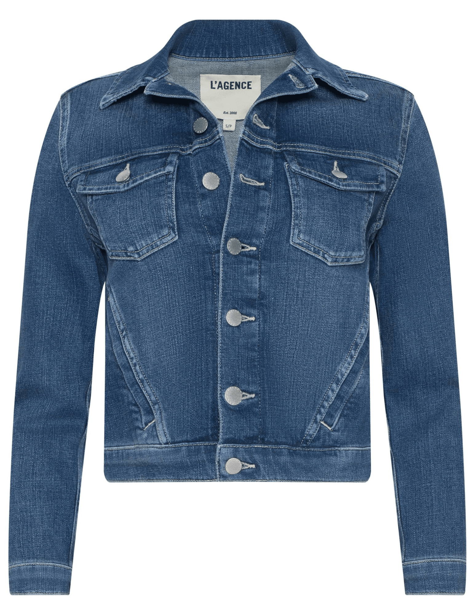 L’AGENCE Maven slim fit denim jacket in Gage blue wash