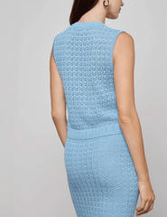 Back view of L’AGENCE Max pale blue knit top