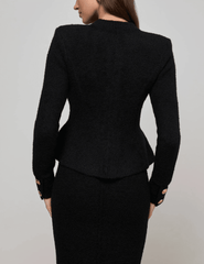 L'AGENCE Melissa Knit Flare Cardigan in Black Gold