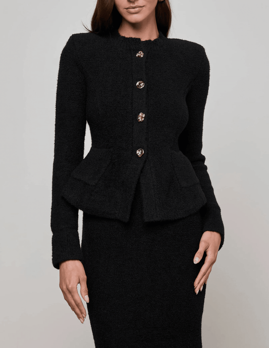 L'Agence - L'AGENCE Melissa Knit Flare Cardigan in Black Gold - Buy Online