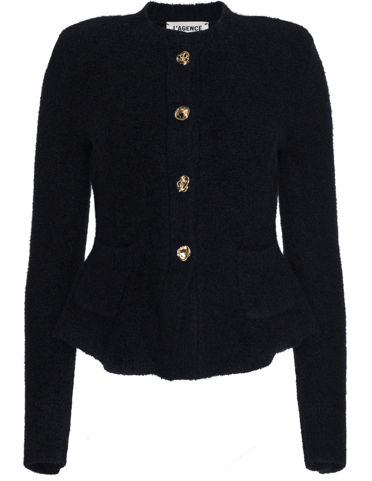 L'AGENCE Melissa Knit Flare Cardigan in Black Gold