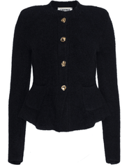 L'AGENCE Melissa Knit Flare Cardigan in Black Gold