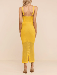 Back view of L'AGENCE Michelle knit dress in Golden Spice
