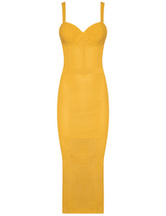 L'AGENCE Michelle knit midi dress in Golden Spice