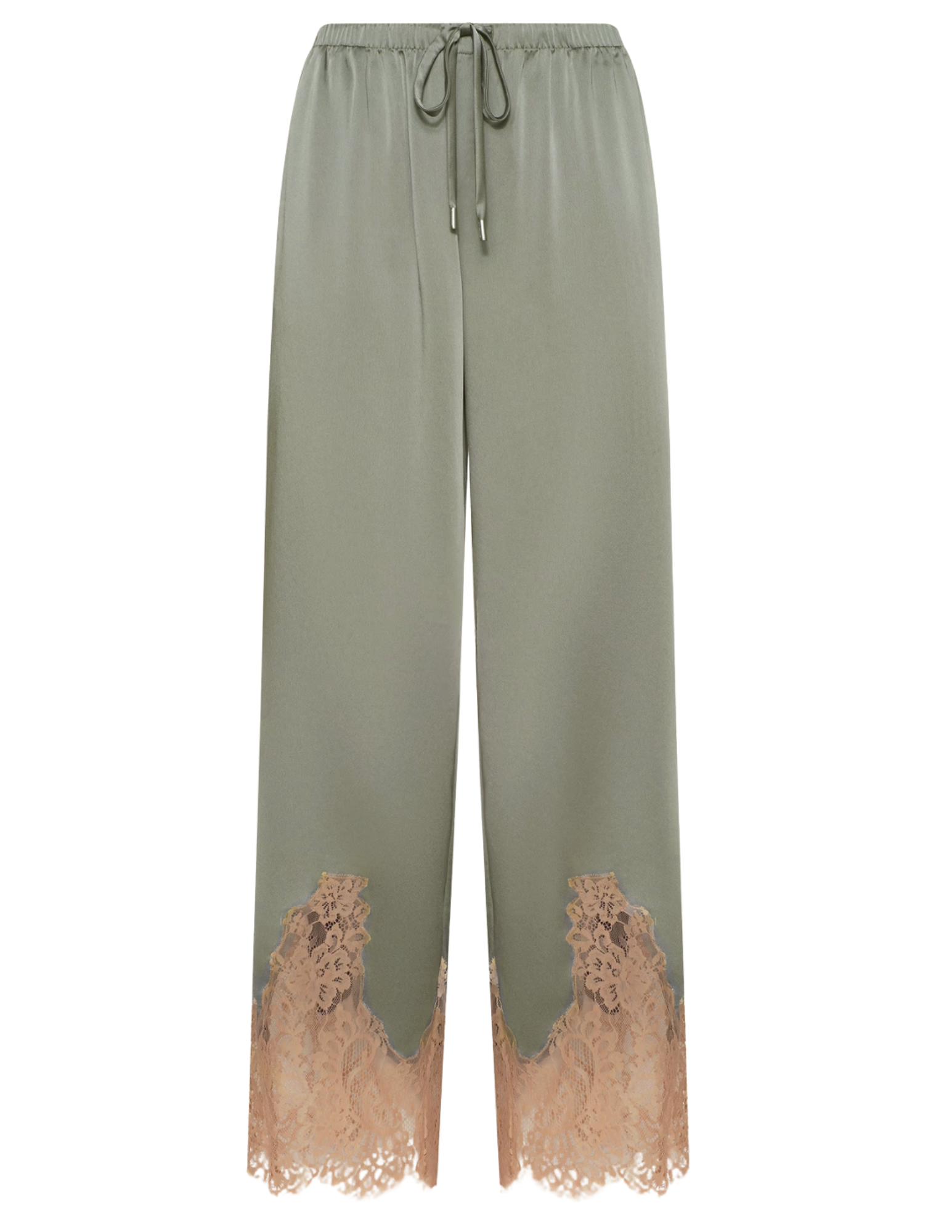 L'AGENCE Mirel Lace Trim Pant in Smokey Olive and Praline 