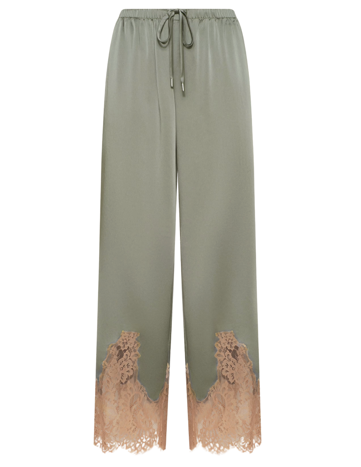L'AGENCE Mirel Lace Trim Pant in Smokey Olive and Praline 