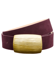 L’AGENCE Montell Suede Belt in Burgundy