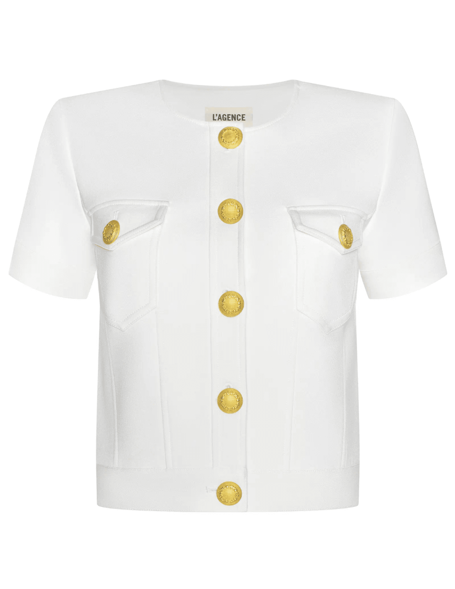 L’AGENCE Nawa short sleeve shirt jacket in white